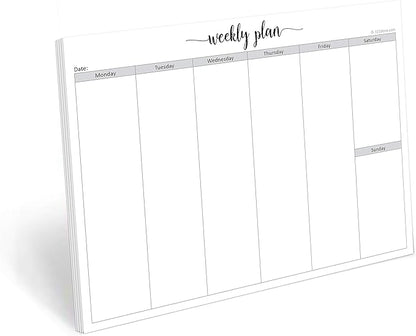 321Done Weekly Planning Notepad - 50 Sheets (8.5" x 11") - Landscape Days of Week Blank Horizontal Desk Planning Pad, Large Letter-Size - Made in USA - Simple Script