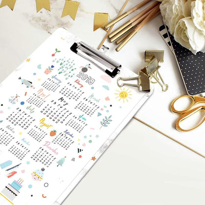 WAVEYU Clipboard, Pineapple Hardboard Office Clipboard, Cute Golden Decorative Clipboard with Low Profile Clip Chic Designed for Students Classroom School and Office Use, Pineapple (12.5"x9")