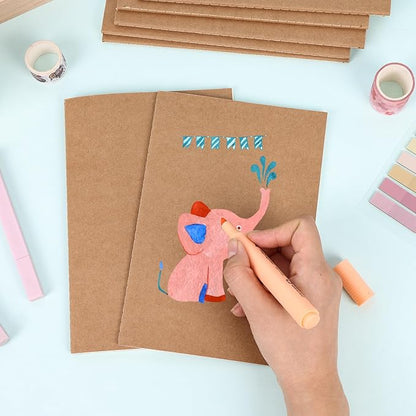 LABUK 48 Pack Lined Kraft Notebooks, A5 Journals Bulk, 8.3x5.5 Notebook Bulk for Traveler Journal, Students Gift School Office Supplies (30 Sheets/60 Pages)