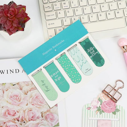 5Pcs Magnetic Bookmarks T-S Bookmarks Page Markers for Fans Readers, Women, Book Lovers, Students Teachers, Funny Office Supplies Stationery Gifts Used in Office, School, Home (Plant)