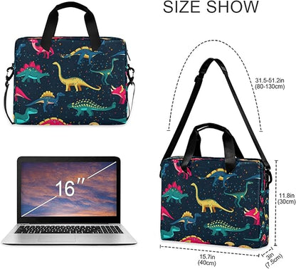 ALAZA Cute Dinosaurs Laptop Messenger Bag Case Sleeve Briefcase for Men Women, Multicolor