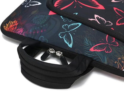 11.6 12 12.5 inch Laptop Sleeve Chromebook Case Ultrabook Case Notebook Sleeve Tablet Case Neoprene Handle Sleeve for Men Women, Two Pockets Fit Apple MacBook Air Samsung Acer HP DELL (Butterfly)