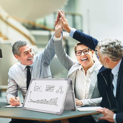 H-Qprobd Small Dry Erase White Board - 16"x 12" Double Sided Mini Foldable Magnetic Desktop whiteboard for Kids Drawing, Teacher Instruction and Meeting Discuss