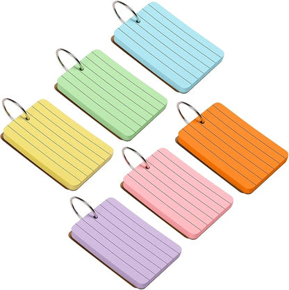 300Pcs Colored Index Cards with Ring, Goefun Ruled Notecards, 6 Color 2.2x3.5 Flashcards for Studying, Vocabulary Cards, Memos, Bookmark, To Do List