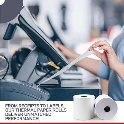 Thermal Paper 2 1/4 x 50-100 Rolls - BPA Free - 55 GSM - Credit Card Paper Rolls Thermal 2 1/4 x 50 for Clover Flex, Verifone VX 520, Dejavoo Z11, Ingenico Desk 3500 - Fits All POS Machines