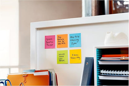 Post-it Super Sticky Notes, 12 Sticky Note Pads, 3 x 3 in., School Supplies, Office Products, Sticky Notes for Vertical Surfaces, Monitors, Walls and Windows, Energy Boost Collection