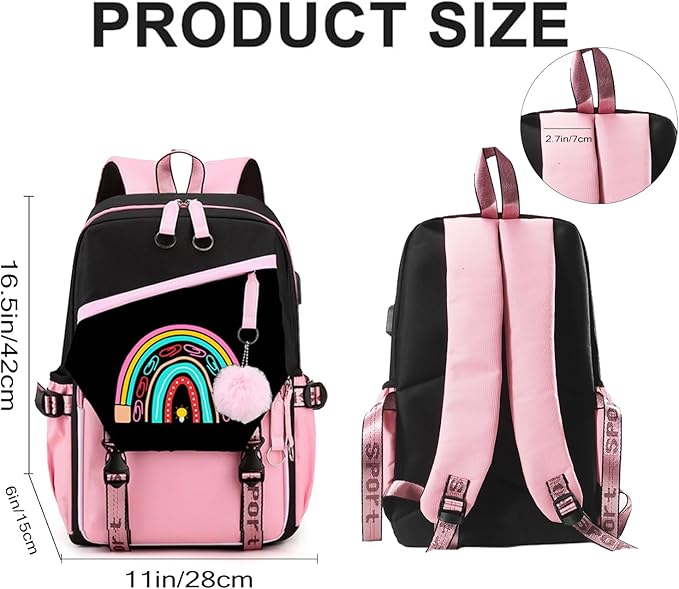 Teacher Backpack for Women, 16.5 Inch Laptop Backpack With USB Charging Port Large Capacity Travel Backpack,Waterproof Carry on Work Bags,Pink
