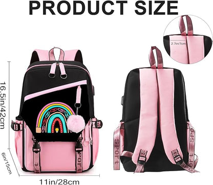 Teacher Backpack for Women, 16.5 Inch Laptop Backpack With USB Charging Port Large Capacity Travel Backpack,Waterproof Carry on Work Bags,Pink