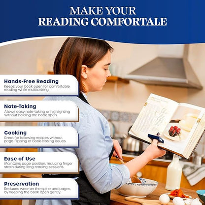 Book Page Holder - Handcrafted Mango Wood & Blue Resin Thumb Bookmark - Unique Reading Accessories & Gifts for Book Lovers, Readers & Bookworms