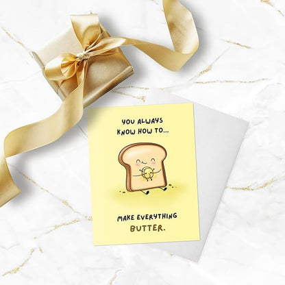 ALY LOU Anniversary Card for Her Him/Girlfriend Wife/Husband Boyfriend, Friendship Thank You Birthday Kawaii Greeting Card (Everything Butter)