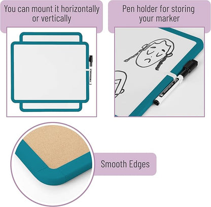 Mr. Pen- Dry Erase Board, 14” x 11” with a Black Dry Erase Marker, Green Frame, Small White Board, White Board for Kids, White Board for Students, Small Dry Erase Board, Mini White Board