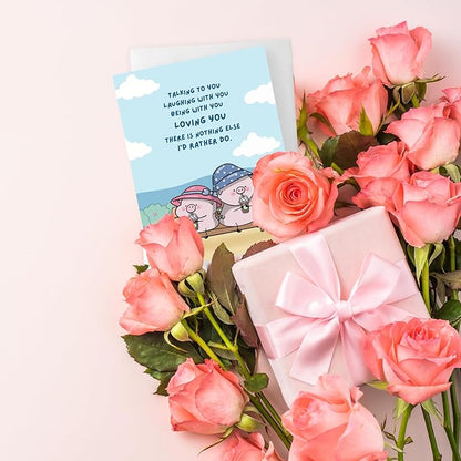 ALY LOU Cute Anniversary Card, Birthday Card for Her Him/Girlfriend Wife/Husband Boyfriend, Friendship Thank You Kawaii Greeting Card (There is nothing else, I’d rather do)