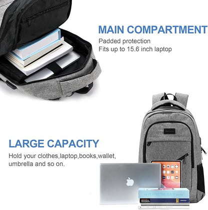 Laptop Backpack for Women, Anti Theft Backpack with USB Charging Port, 15.6 Inch Large Backpack for Travel Business (Grey)