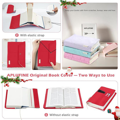 Canvas Book Covers, Washable Book Protector, Book Cover for Paperback Novels, Adjustable Book Cover for Hardcover with Pockets for Pen, Soft Cover Books, Book Lovers Gifts