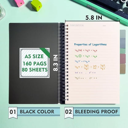 1 Pack Ruled Notebook, 5.9 x 8.3 Inches Spiral Notebooks for Work, School and Journal with 110 GSM Journal Ruled Paper, Large Notebook with 80 Sheets/160 Pages, Hardcover Ruled Journal