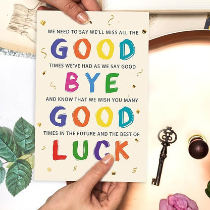 Asmallgf Cute Coworker Leaving Farewell Card, Good Luck Gifts for Coworker Boss, Great Goodbye Card for Women Men