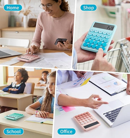 Calculator, Desk Calculators, Cute Blue Calculator, 12 Digit with Large LCD Display, Basic Standard Calculator, Big Button, Aesthetic Calculator, Mechanical Calculator for Office School