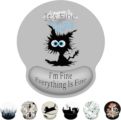 Ergonomic Mouse Pad with Wrist Support,Lightning Black Cat Mouse Pad with Wrist Rest,Relieve Wrist Pain Mousepad Non-Slip Rubber Base,Cute Mouse Pads for Desk,Computers,Laptop,Office,Home,Accessories