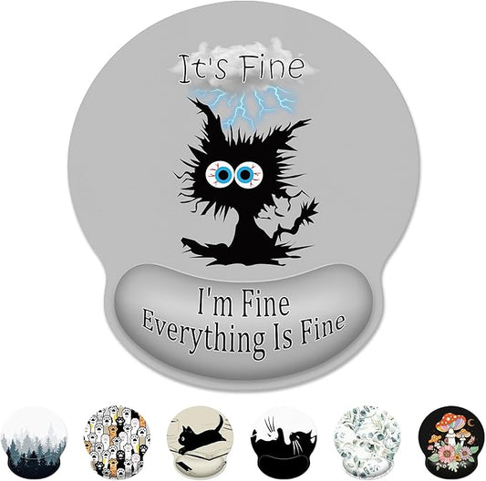 Ergonomic Mouse Pad with Wrist Support,Lightning Black Cat Mouse Pad with Wrist Rest,Relieve Wrist Pain Mousepad Non-Slip Rubber Base,Cute Mouse Pads for Desk,Computers,Laptop,Office,Home,Accessories