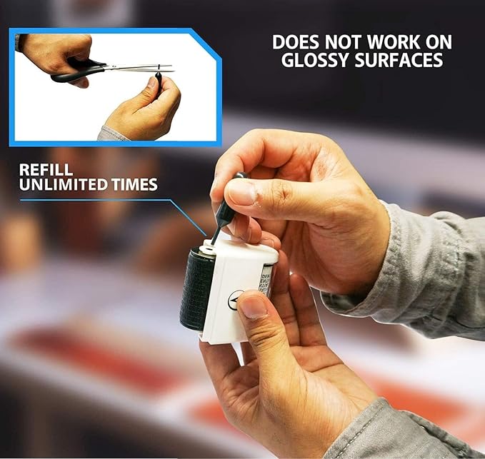 Identity Theft Protection Roller Stamps Wide Kit - Confidential Roller Stamp, Anti Theft, Privacy & Security Stamp, Designed for ID Blackout Security - Classy White with 6 Refills