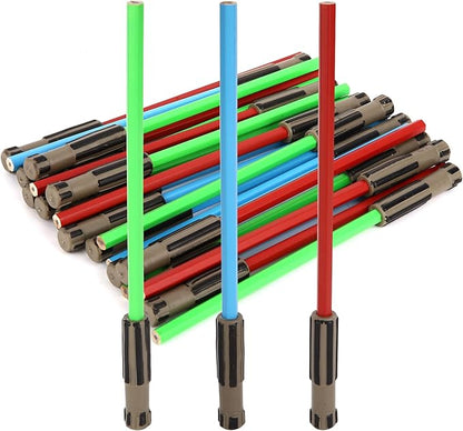 L LIFETIME Light Saber Pencils Party Favors, Star Fan Theme Goody Bag Supplies Blue Red Green with 3D Eraser Top for Boys Girls Adults Teen Tween Gift Birthday Celebration (3)