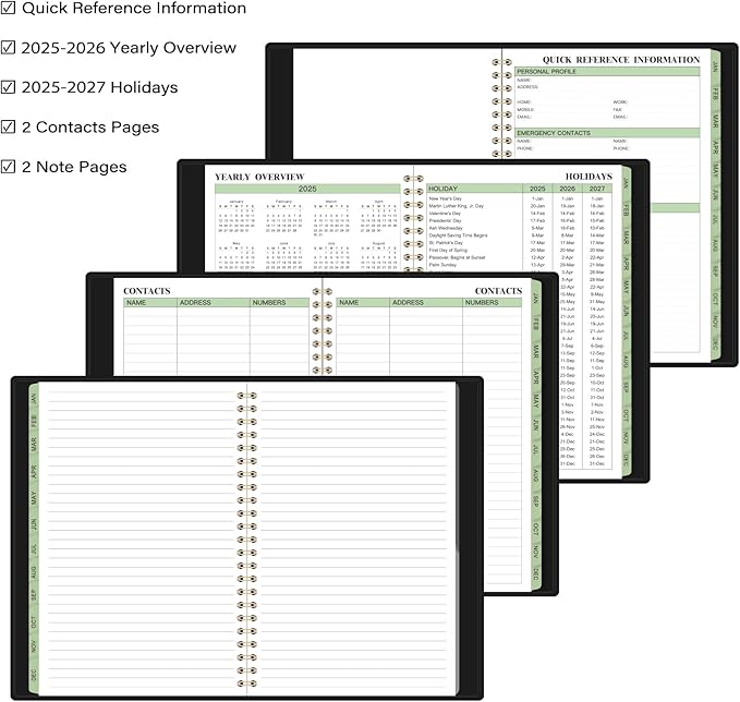 2025 Planner - 3-Layer Down Weekly & Monthly Planner Notepad, 8.5'' x 6.4''(A5 Size), JAN 2025 - DEC 2025, Appointment Book, 60 Minutes Intervals, Monthly Tab, Spiral Bound, Back Pocket, Julian Date