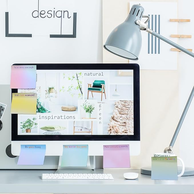 Zonon 60 Pieces Inspirational Sticky Notes 3 x 3 Inch Motivational Fun Notepads Positive Gifts for Teacher Nurse Coworkers Work Studying Supplies (Watercolor Style)