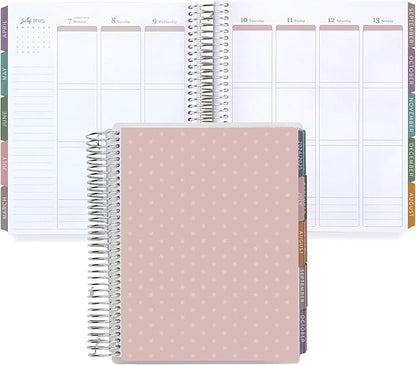 Erin Condren 12-Month Spiral Life Planner (Jan 2025 - Dec 2025) | 7x9 Weekly Planner with Monthly Calendars | Canvas Asterisk Covers, Bold Blooms Interior, Vertical Layout, Platinum Coil