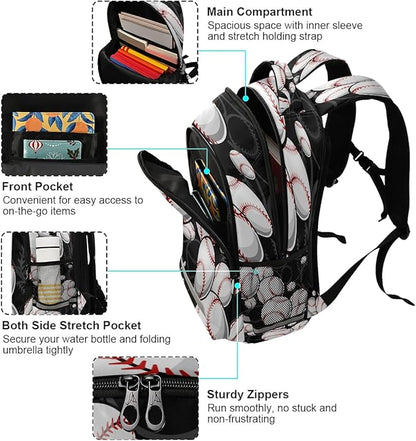 AUUXVA Sport Ball Baseball Theme Backpack School Bookbag Laptop Purse Casual Daypack for Teen Girls Women Boys Men College Travel