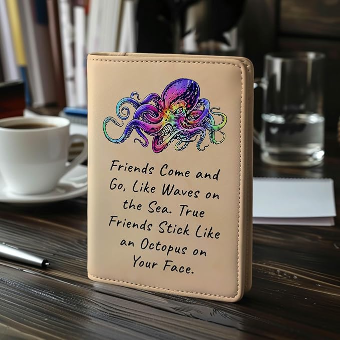 Friendship Gift Best Friends Leather Notebook Octopus Gift Leather Journal Notebook Christmas Birthday Gift for Friends Sister Brother (friends come)
