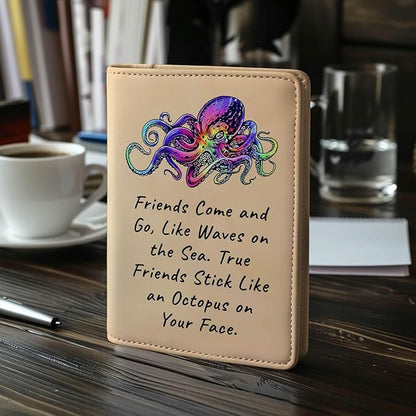 Friendship Gift Best Friends Leather Notebook Octopus Gift Leather Journal Notebook Christmas Birthday Gift for Friends Sister Brother (friends come)