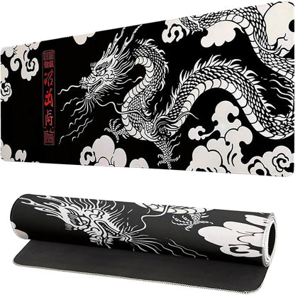 Gaming Mouse Pad Desk Pad,Extended Big Mouse Pad,31.5x11.8 Inch Long Computer Keyboard Mouse Mat Mousepad with 3mm Non-Slip Base and Stitched Edge for Gaming and Office… (Loong)