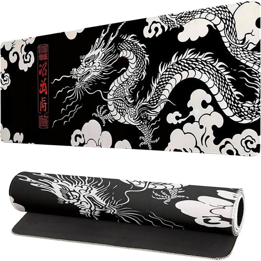 Gaming Mouse Pad Desk Pad,Extended Big Mouse Pad,31.5x11.8 Inch Long Computer Keyboard Mouse Mat Mousepad with 3mm Non-Slip Base and Stitched Edge for Gaming and Office… (Loong)