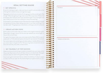 A5 Spiral Bound Fitness Planner – Metallic Gold Rise - 5 Tabs with 160 Pages for Exercise Planning with Intro, Goal Setting, Movement, Progress Check-Ins, Notes & more - Erin Condren