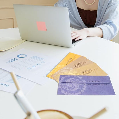 L LIKED Money Plastic Envelopes for Cash, Colored Cash Envelopes for Budgeting and Saving, 1 Zip Envelope and 12 Expense Tracking Budget Sheets, Waterproof and Tear-Resistant.