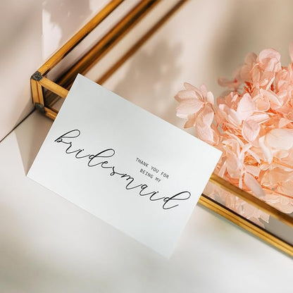 14 PACK Thank You for Being My Bridesmaid Card |Blank Inside Wedding Ceremony Thank You Card | Premium Recycled Linen Cardstock | With Matching Envelope | 5.9"x3.9"