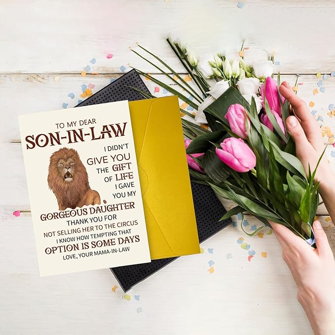 Unique Birthday Card Gifts Decorations for Son-In-Law, Cute Happy Son In Law Birthday Card Gift for Him Men