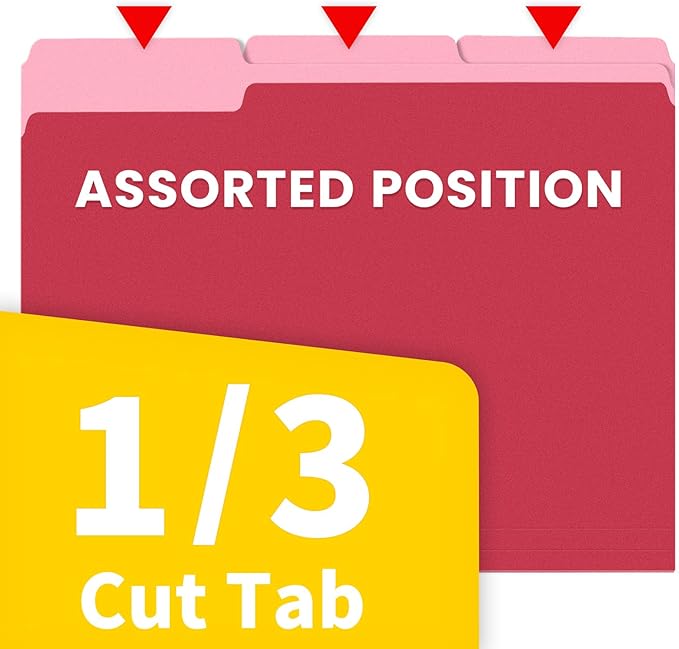 SUNEE File Folders, 30 Pack Manilla Folders 8.5 x 11, Colored File Folders Home Office School Supplies for Documents Files Paper, Red