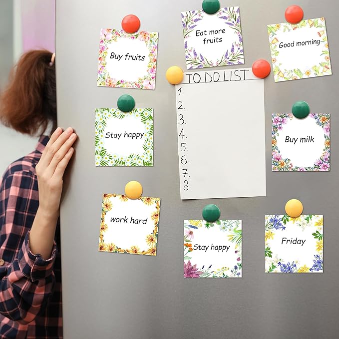16 Pieces Spring Wreath Sticky Notes Flower Notes Pads Self-Adhesive Floral Sticky Memo Notes for Spring School Work Office Home Supplies Students Teachers Present