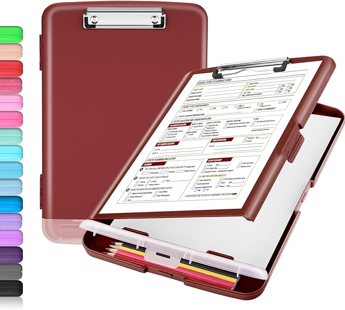 Sooez Clipboard with Storage, High Capacity Nursing Clipboard with Pen Holder, Heavy Duty Plastic Clipboard, Teacher Must Haves School Office Supplies