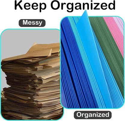 BIBRADAA® 50 Packs Blue Paper Folders with Pockets,Paper Folder Surface with Waterproofing,Letter Size,Holds 100 Plus Sheets,for School,Office,Business. (50, Dark Blue)