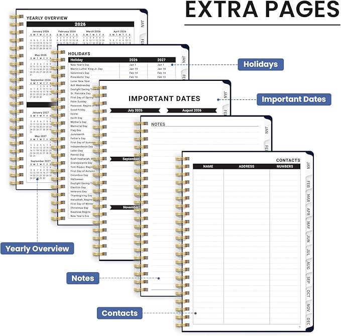 2026 Planner, Aesthetic Weekly and Monthly Planner for Women, Jan 2026 to Dec 2026, Hardcover 2026 Calendar Book with Monthly Tabs, Inner Pocket, Perfect for Office Home School - A4 (8.5" x 11"), Midnight Jellyfish