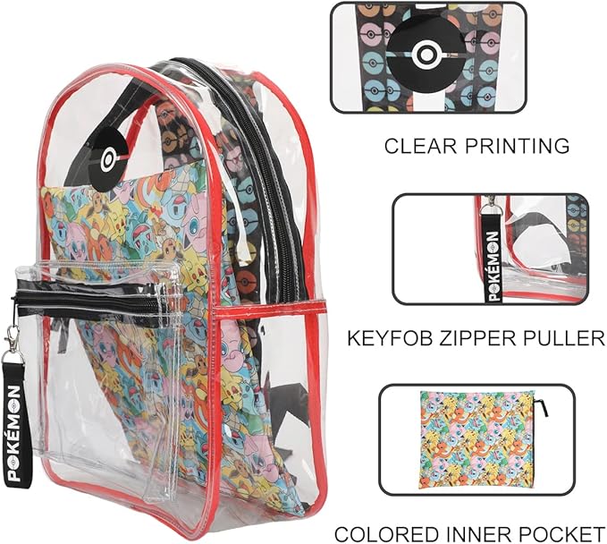 Pokemon Multi Character AOP Adult 17 Backpack With Removable Laptop Pouch