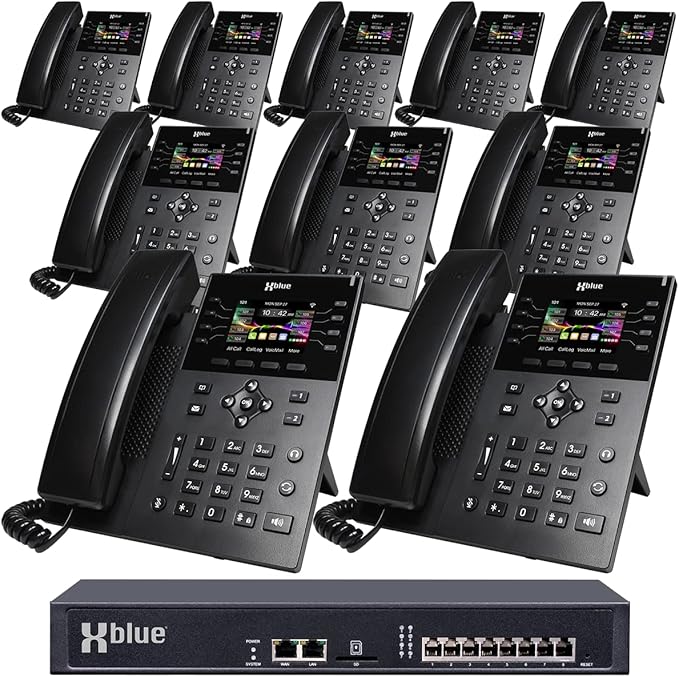 XBLUE QB2 System Bundle with 10 IP8g IP Phones Including Auto Attendant, Voicemail, Cell & Remote Phone Extensions & Call Recording