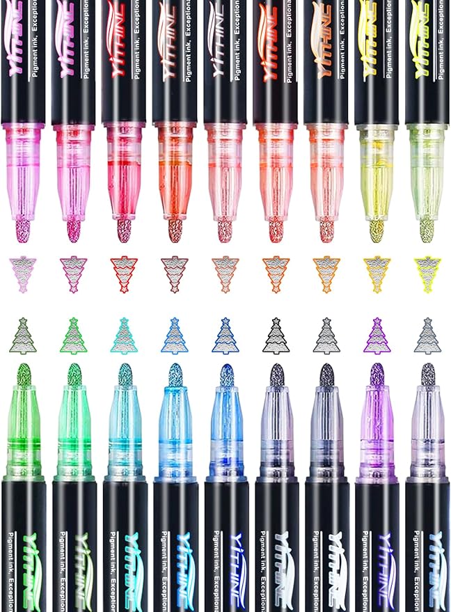 Outline Shimmer Markers, Easter Basket Essentials Stuffers, 18 Glitter Metallic Coloring Gel Pens, Tween Teen Girl Gifts Trendy Stuff, Cute School Art Craft Classroom Supplies Set for Kids Ages 4-16