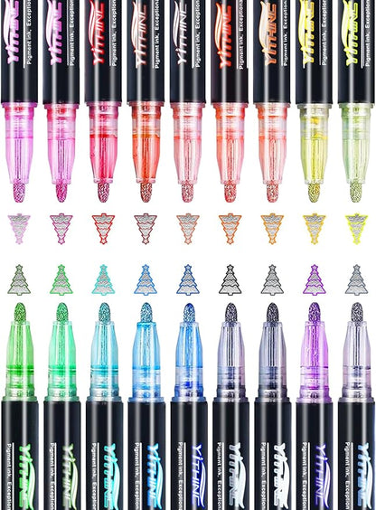 Outline Shimmer Markers, Easter Basket Essentials Stuffers, 18 Glitter Metallic Coloring Gel Pens, Tween Teen Girl Gifts Trendy Stuff, Cute School Art Craft Classroom Supplies Set for Kids Ages 4-16