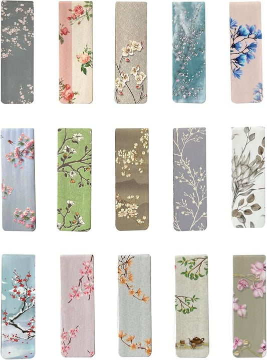 15 Pieces Bookmarks, Magnetic Bookmarks for Women, Men, Book Lovers Page Markers for Students Teachers Reading, Floral Style