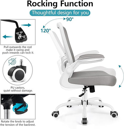 FelixKing Ergonomic Office Chair, Adjustable Height, Breathable Mesh Fabric, Lumbar Support, Gray