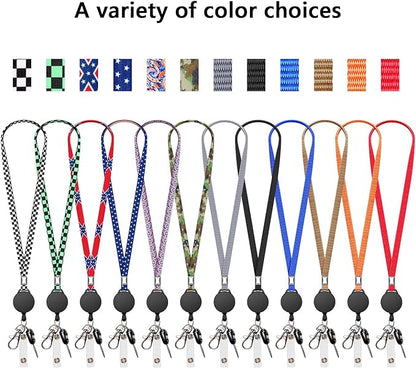 6 Pack Retractable Badge Lanyards and ID Badge Holder, Strap Lanyard with Swivel Metal Clasp for Badge Holders, Keychains, Offices, Staff, Students, Employees, Grey