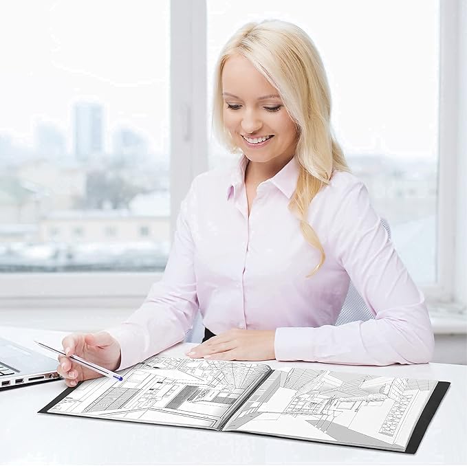 Dunwell 8.5x11 Portfolio Binder (Horizontal), Plastic Presentation Book, 24 Pockets Displays 48 Pages of Letter Size Documents, Certificates, Keepsakes, Art Portfolio Folder, Acid-Free Poly